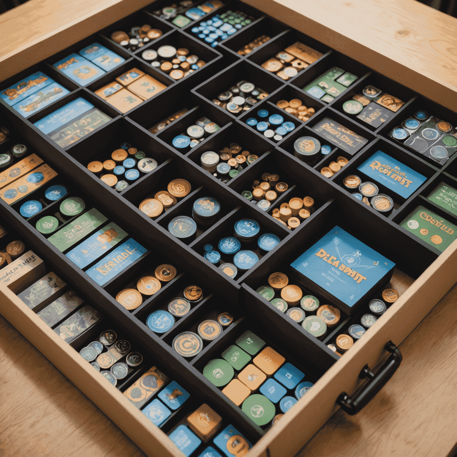 DIY foam core insert organizers for board game boxes, keeping components neatly arranged